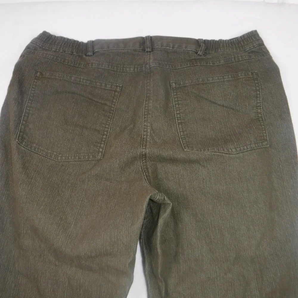 Ruby Rd Womens Size 14 Olive Green Straight Leg Elastic Back Comfort Pants